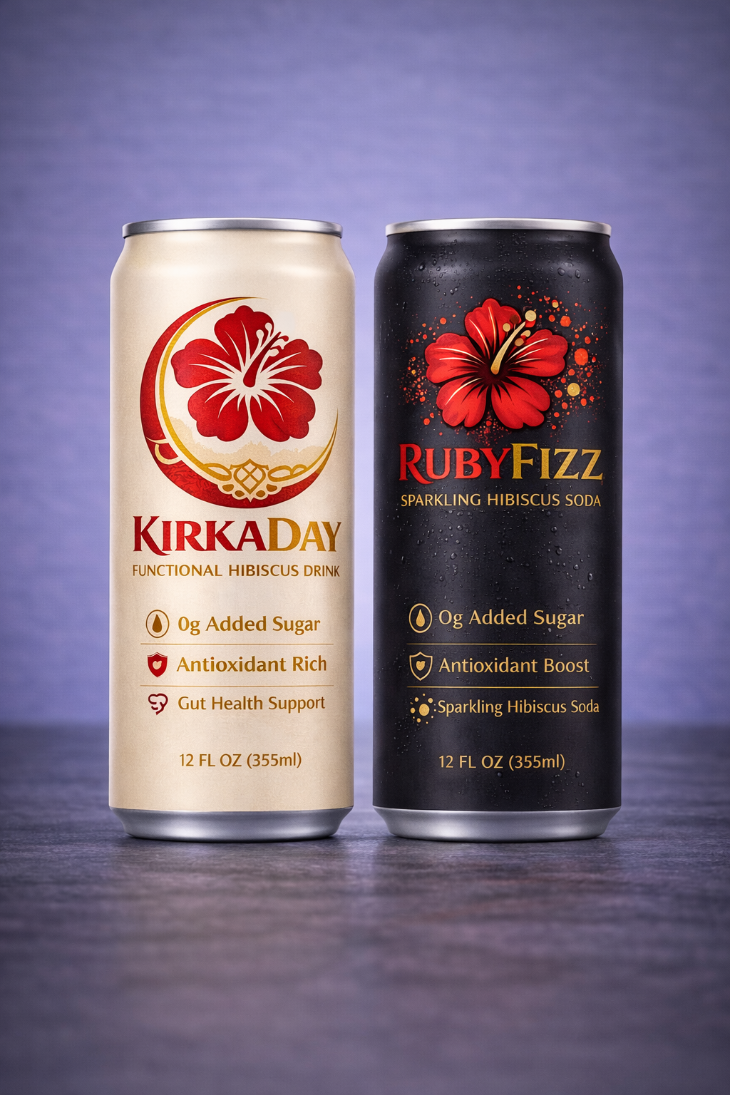 KirkaDay and RubyFizz Cans Side by Side